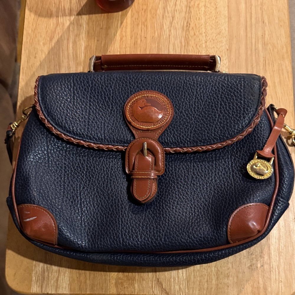 Dooney & Bourke Navy and Brown Crossbody Bag